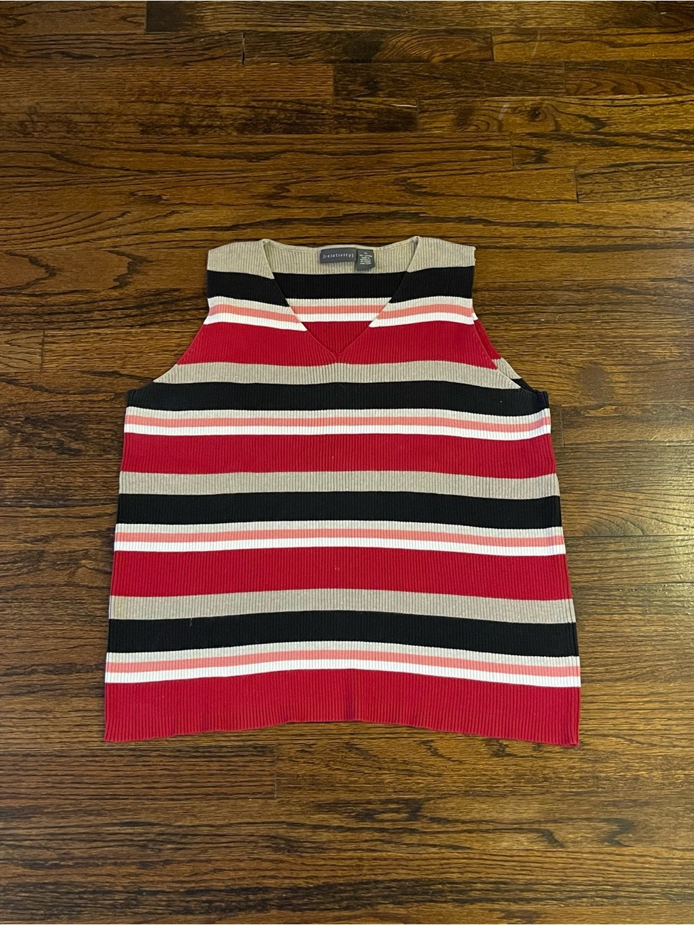 Y2K Red Striped Knit Vest Top